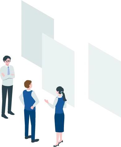 様々な法令の書類を見る会社員のイラスト