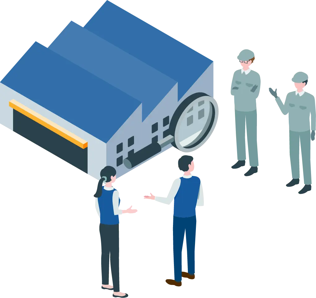 耐震工事について相談する人々のイラスト