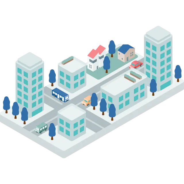 地域の街並みのイラスト